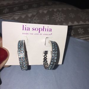Lia Sophia hoop earrings pale blue crystals
